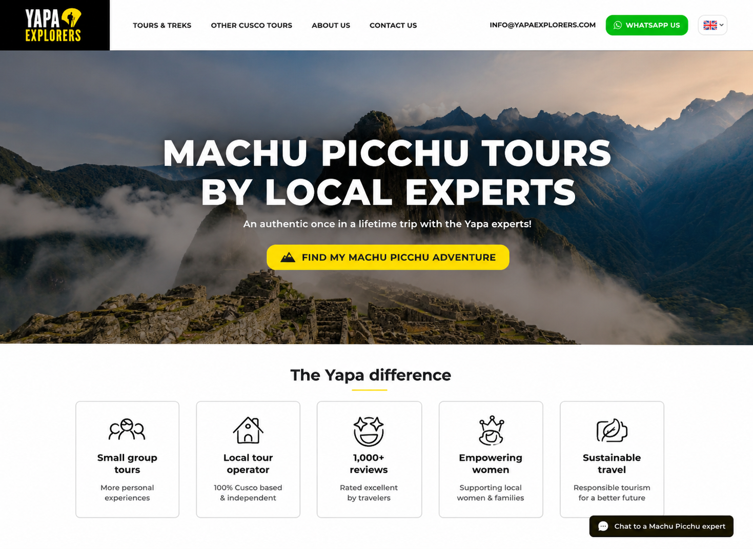 Yapa Explorers travel booking website screenshot showing high-ticket trip offerings